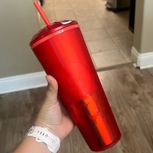 Red Soft touch heart Starbucks tumbler